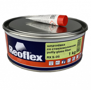 Шпатлевка Reoflex Glass fiber со стекловолокном, зеленая 1кг с отвердителем