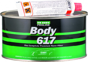 Шпатлёвка Body PROLINE 617 nano fiber с наностекловолокном, зеленая, 1,8 кг с отвердителем